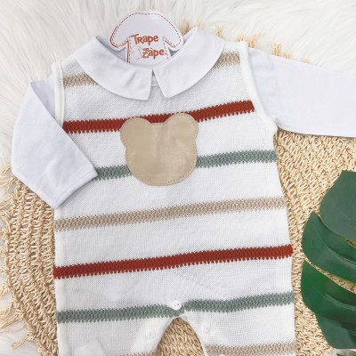  Macacão de Linha Hugo Ferrugem, bege e verde